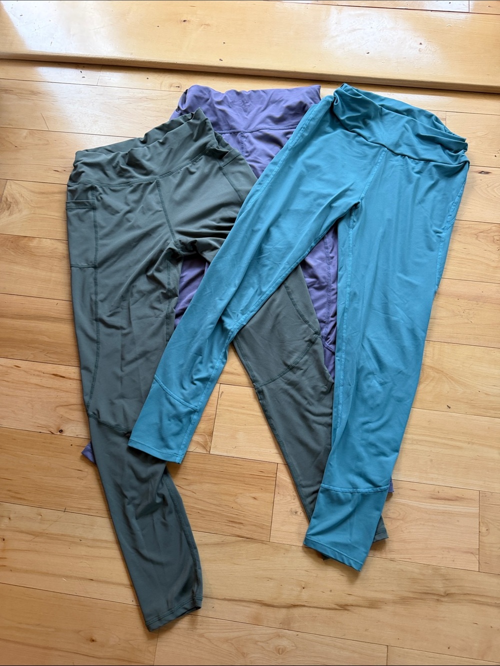 SHEIN Teal, Olive & Lavender High-Waist Leggings Trio